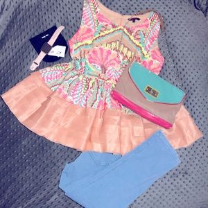 Anthropologie Fish Fry Daksha Stitched Peplum Top